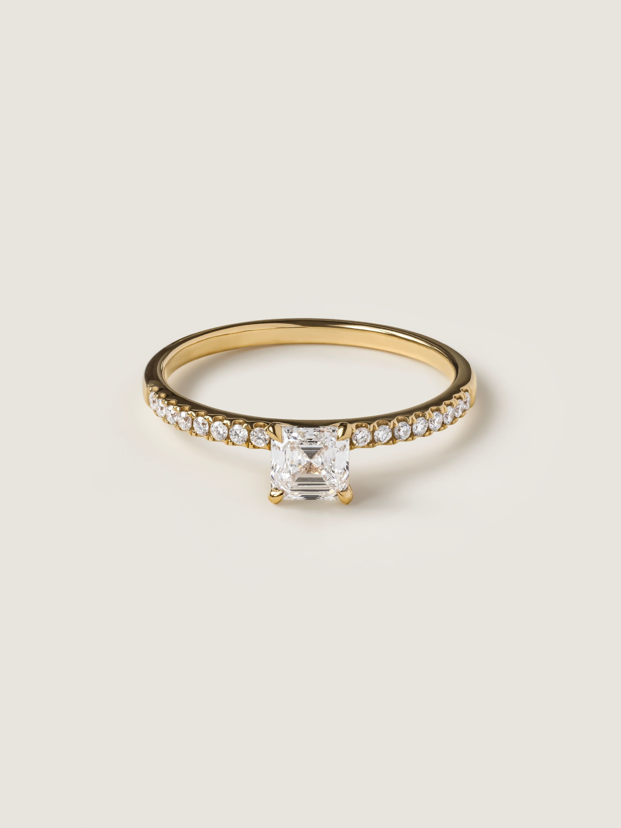 0.50 CT - 2.50 CT Asscher Cut Lab grown Diamond Pave Engagement Ring