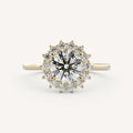 1 CT - 2 CT Round Cut Lab grown Diamond Halo Floral Style Engagement Ring