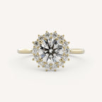 1 CT - 2 CT Round Cut Lab grown Diamond Halo Floral Style Engagement Ring