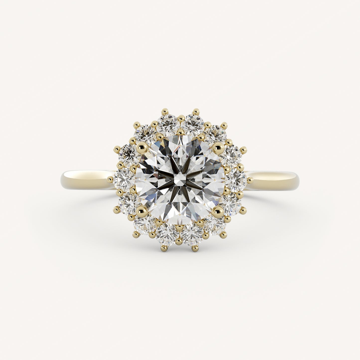 1 CT - 2 CT Round Cut Lab grown Diamond Halo Floral Style Engagement Ring