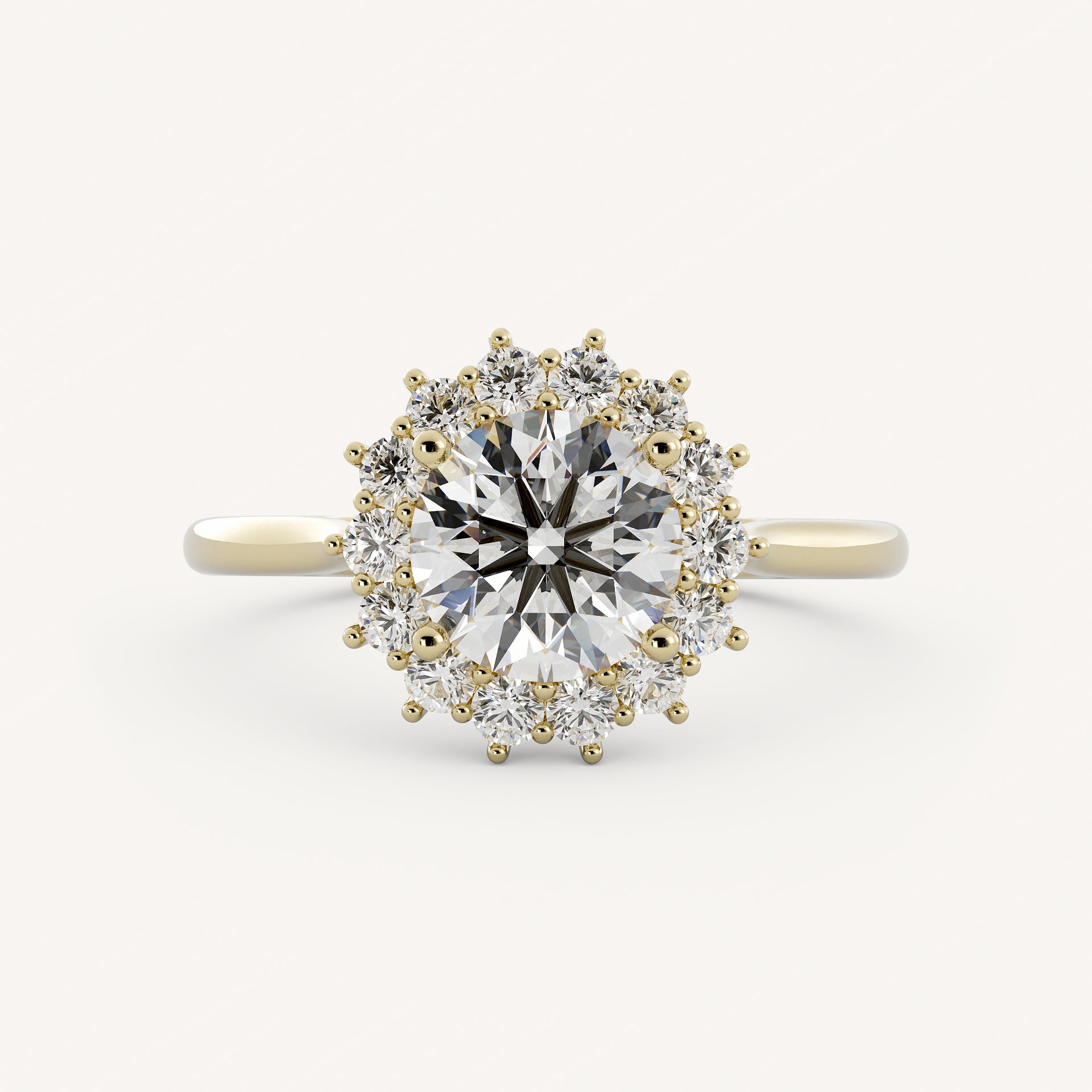 1 CT - 2 CT Round Cut Lab grown Diamond Halo Floral Style Engagement Ring