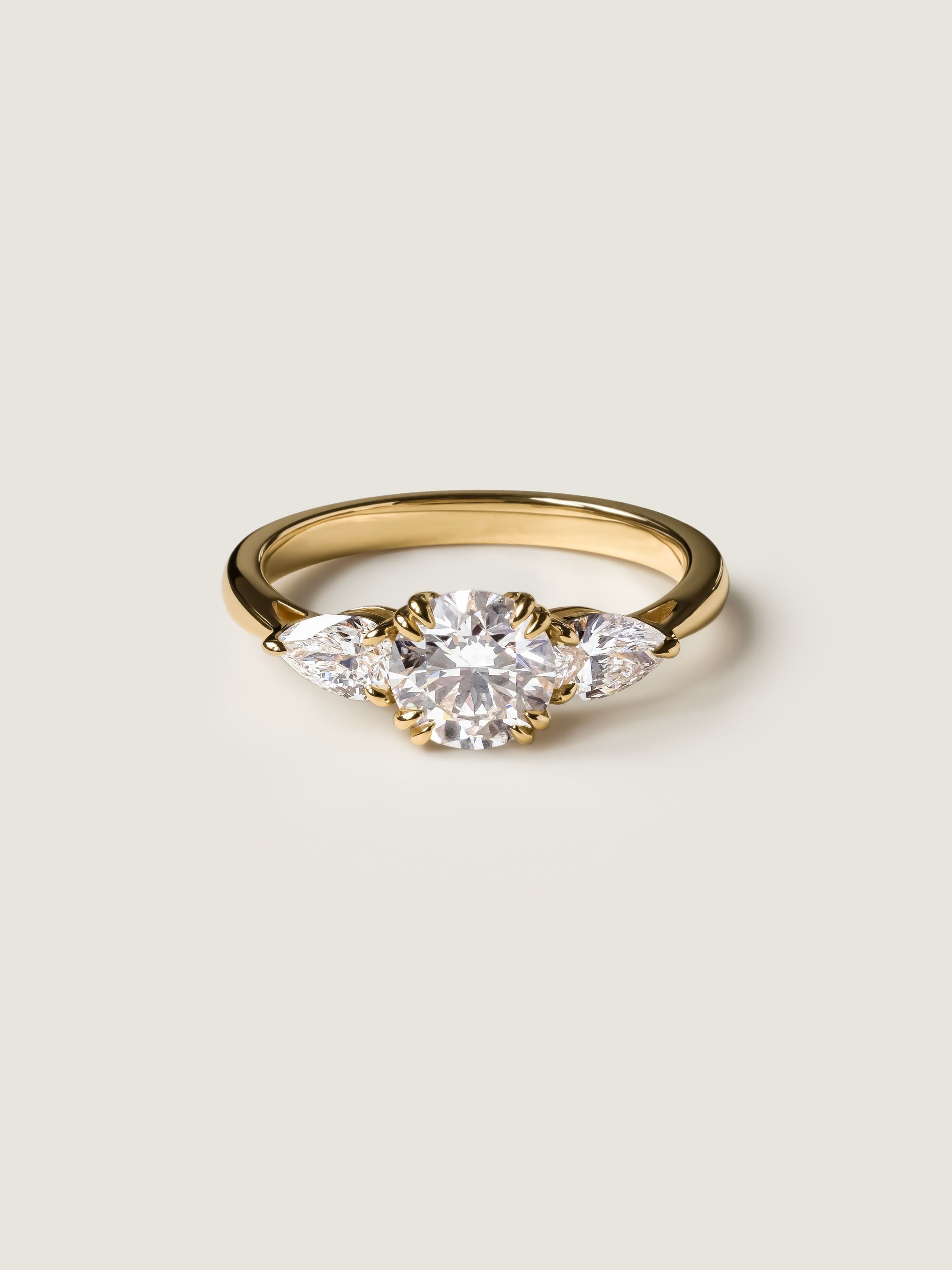 1 CT - 3 CT Round Cut Lab grown Diamond Three Stone Engagement Ring