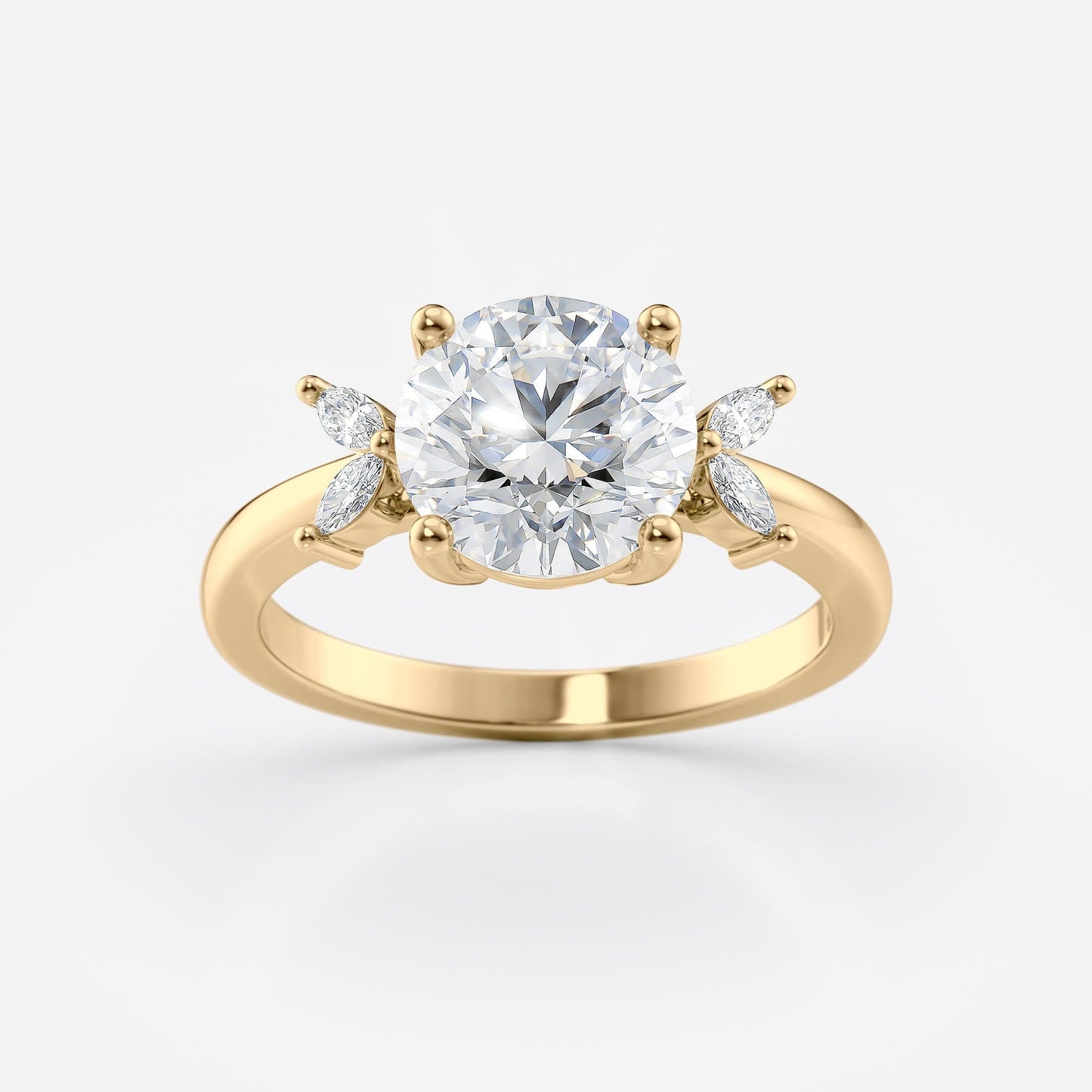 2 CT Round Cut Five Stone Cluster Moissanite Engagement Ring