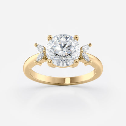 2 CT Round Cut Five Stone Cluster Moissanite Engagement Ring