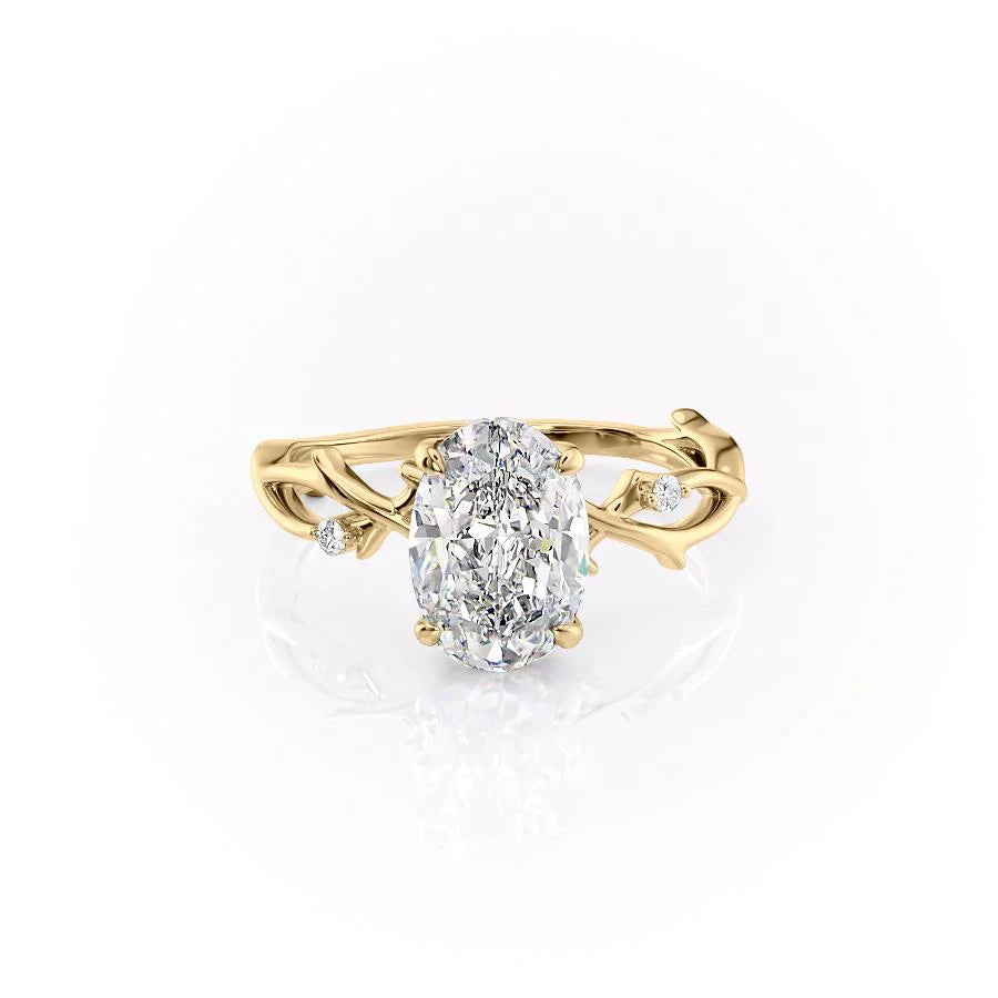 1 CT - 2 CT Oval Cut Twig Style Moissanite Engagement Ring