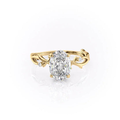 1 CT - 2 CT Oval Cut Twig Style Moissanite Engagement Ring