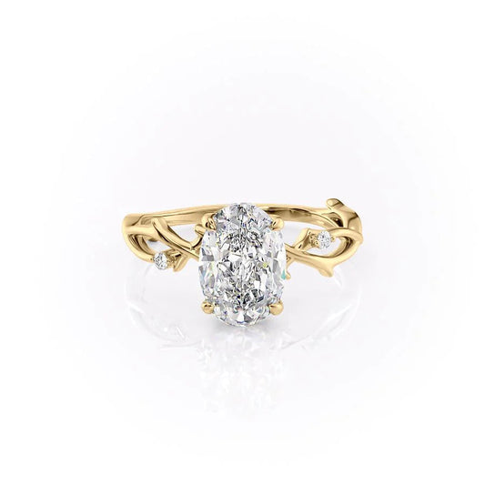 1 CT - 2 CT Oval Cut Twig Style Moissanite Engagement Ring