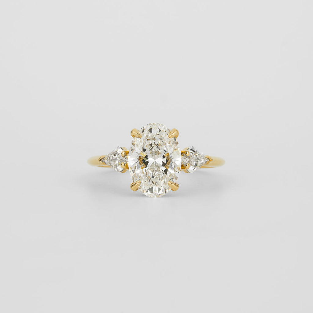 2.02 CT - 3.02 CT Oval Cut Lab grown Diamond Three Stone Engagement Ring