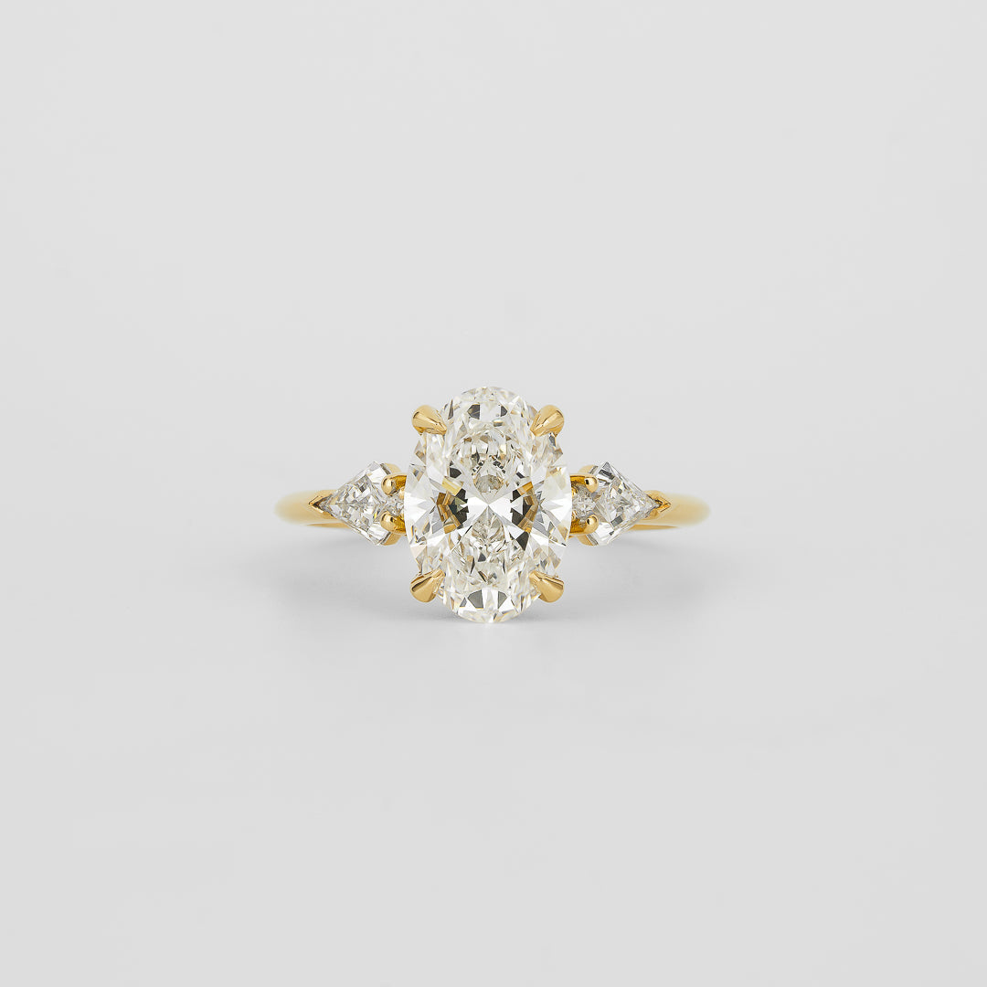 2.02 CT - 3.02 CT Oval Cut Lab grown Diamond Three Stone Engagement Ring