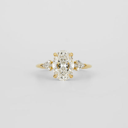 2.02 CT - 3.02 CT Oval Cut Lab grown Diamond Three Stone Engagement Ring