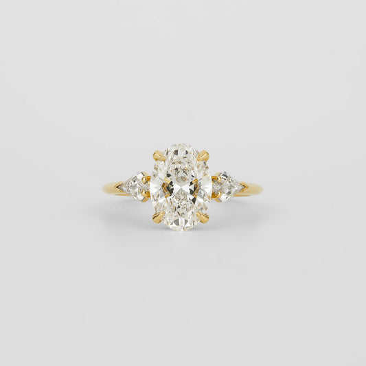 2.02 CT - 3.02 CT Oval Cut Lab grown Diamond Three Stone Engagement Ring