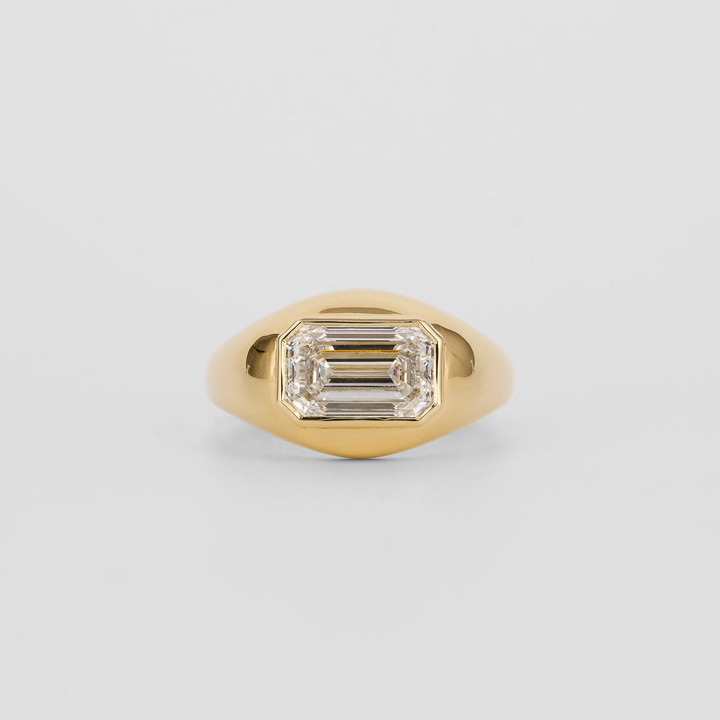 2.51 CT Emerald Cut Lab grown Diamond Flush Setting Engagement Ring