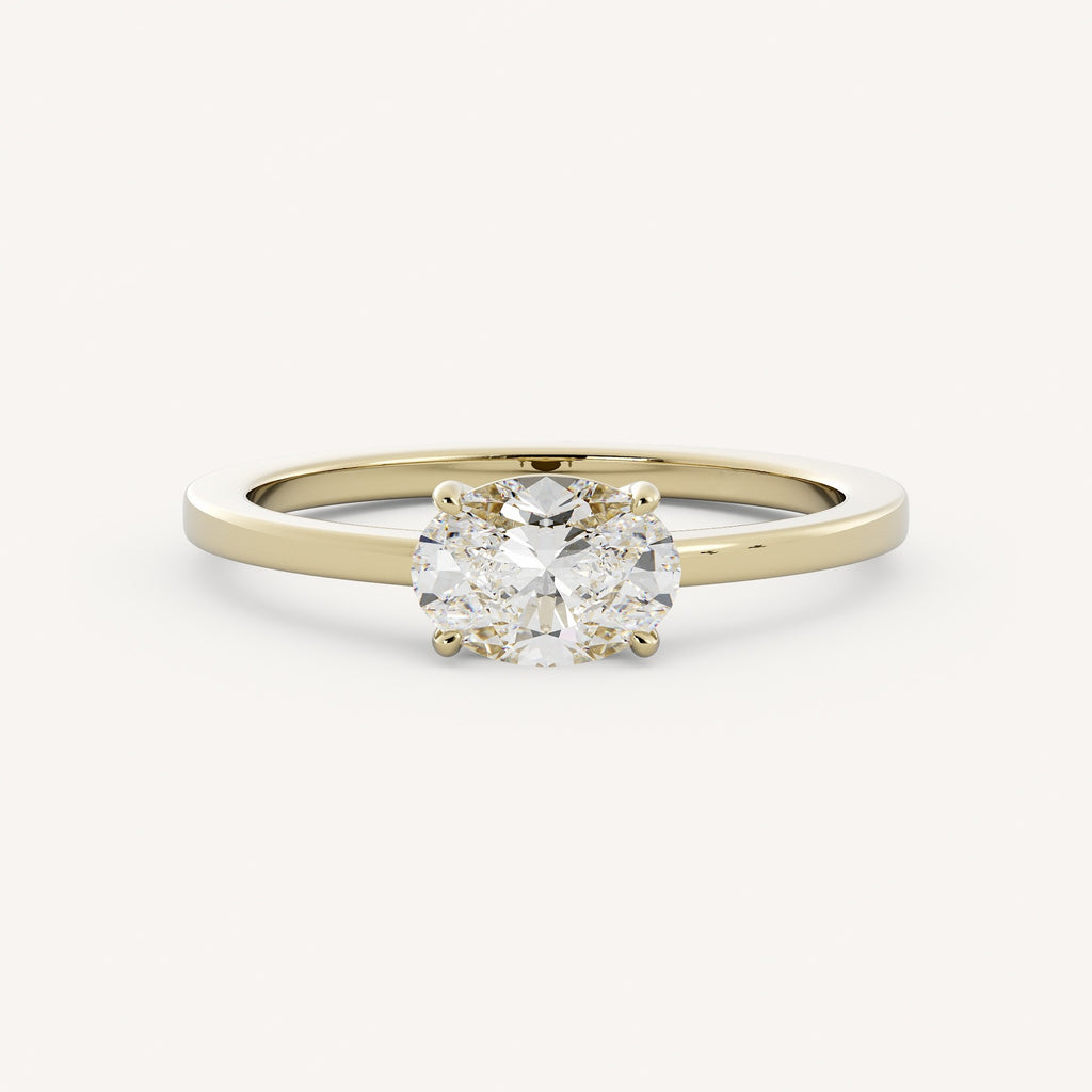 0.75 CT - 1.5 CT East-West Oval Cut Lab grown Diamond Solitaire Engagement Ring