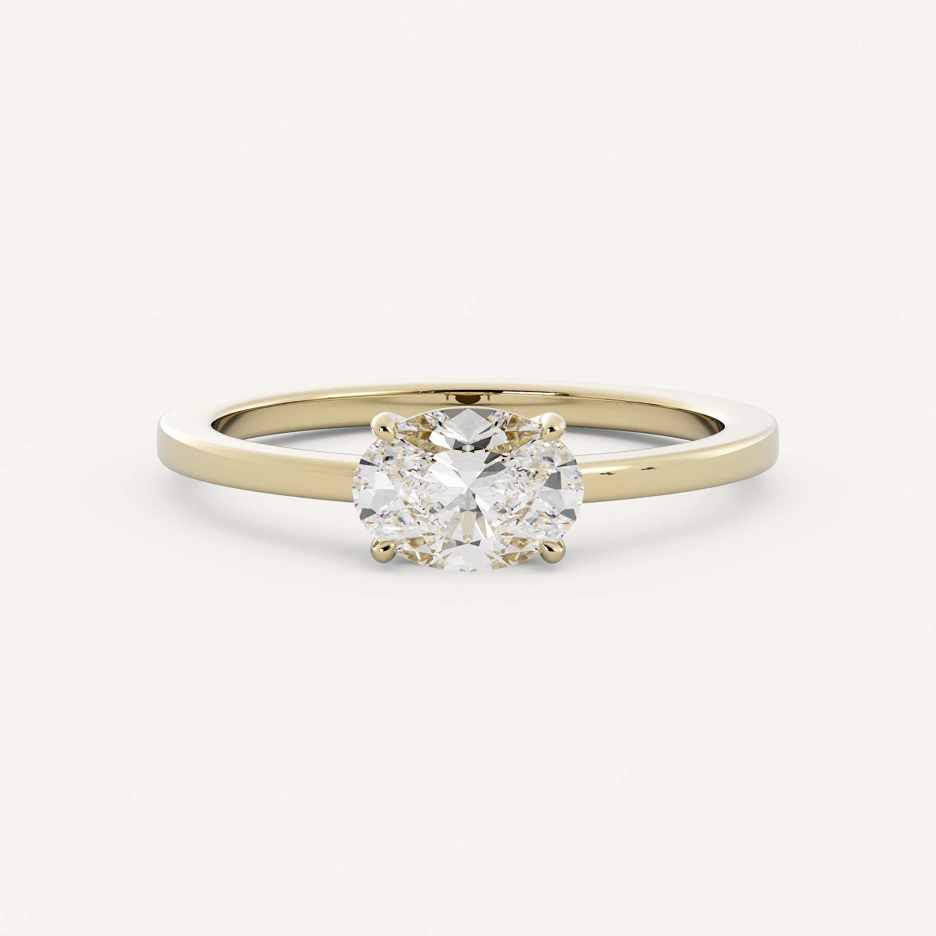 0.75 CT - 1.5 CT East-West Oval Cut Lab grown Diamond Solitaire Engagement Ring