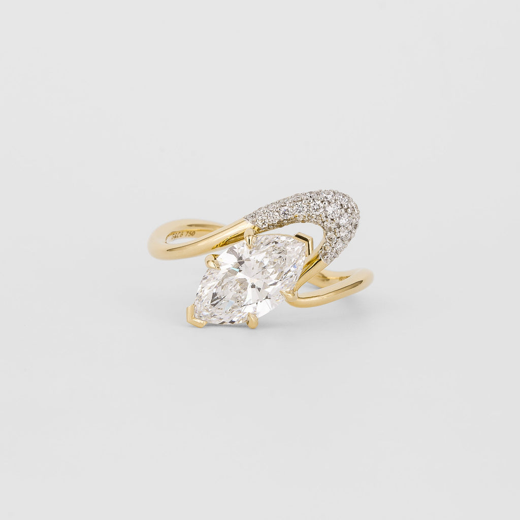 2.03 CT - 4.03 CT Marquise Cut Lab grown Diamond Unique Engagement Ring