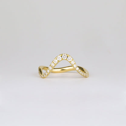 0.28 TCW Round CVD Diamond Curved Pave Wedding Band