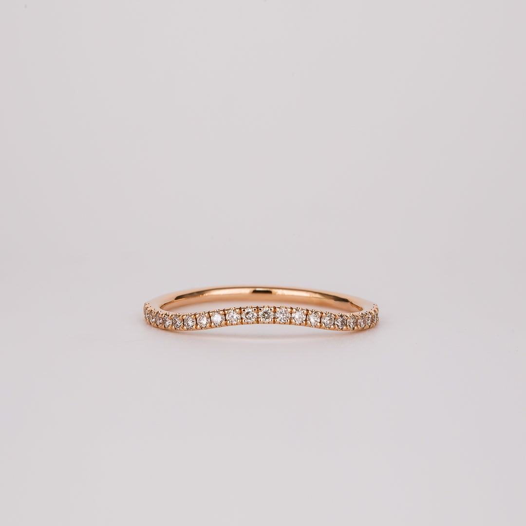 0.26 TCW Champagne CVD Diamond Curved Micro Pave Wedding Band