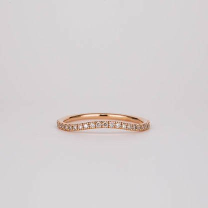 0.26 TCW Champagne CVD Diamond Curved Micro Pave Wedding Band