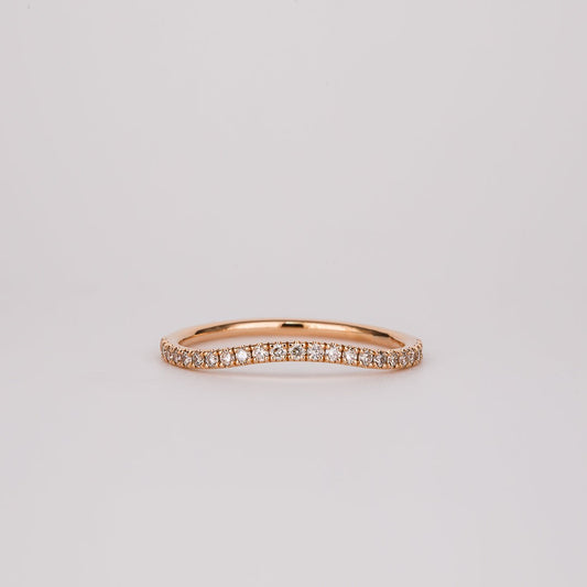 0.26 TCW Champagne CVD Diamond Curved Micro Pave Wedding Band