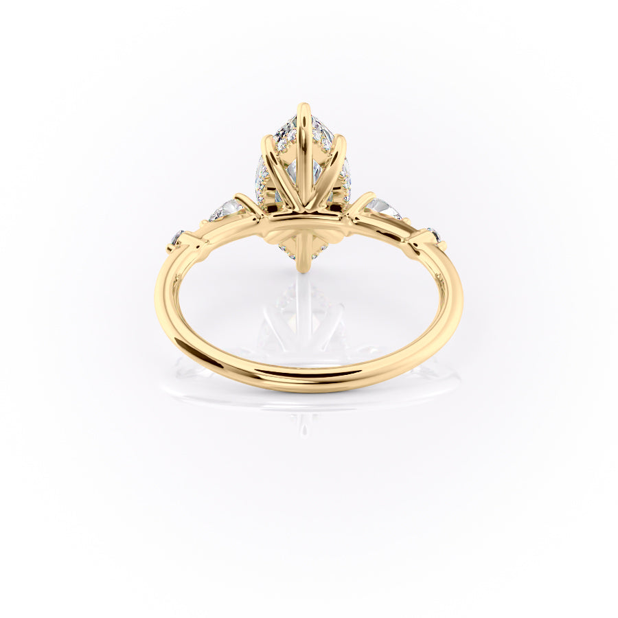 2 CT - 3 CT Marquise Cut Hidden Halo Cluster Moissanite Engagement Ring