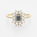 1 CT - 2 CT Emerald Cut Halo Moissanite Engagement Ring