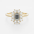 1 CT - 2 CT Emerald Cut Halo Moissanite Engagement Ring