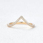 0.15 TCW Round Moissanite Chevron Pave Stacking Wedding Band