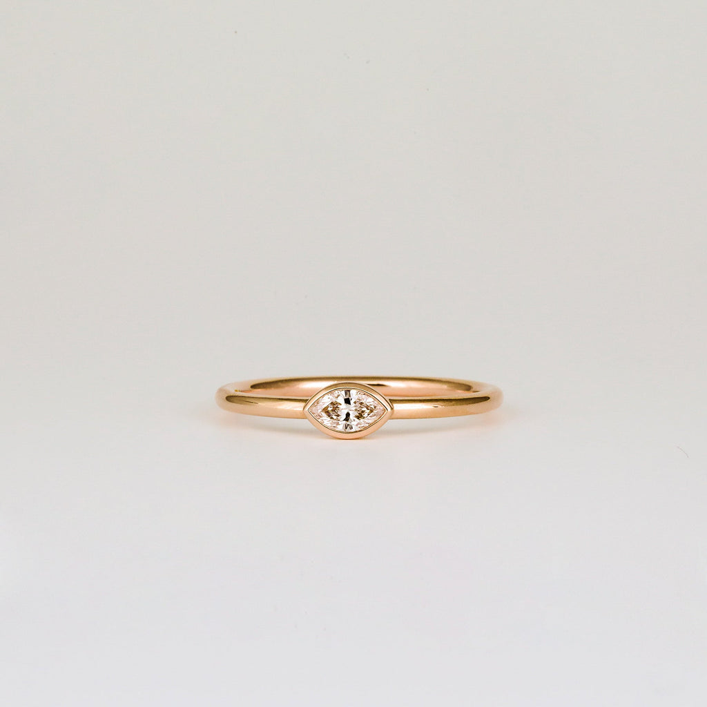 0.08 CT - 2.08 CT Marquise Cut Lab grown Diamond Solitaire Bezel Setting Engagement Ring