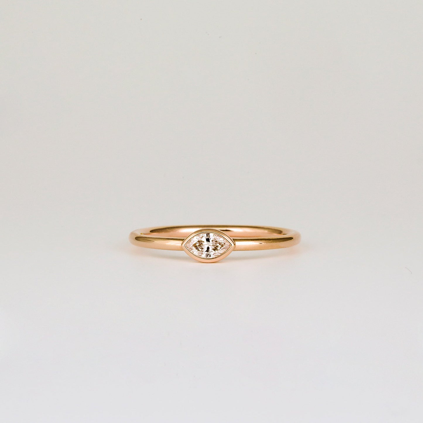 0.08 CT - 2.08 CT Marquise Cut Lab grown Diamond Solitaire Bezel Setting Engagement Ring