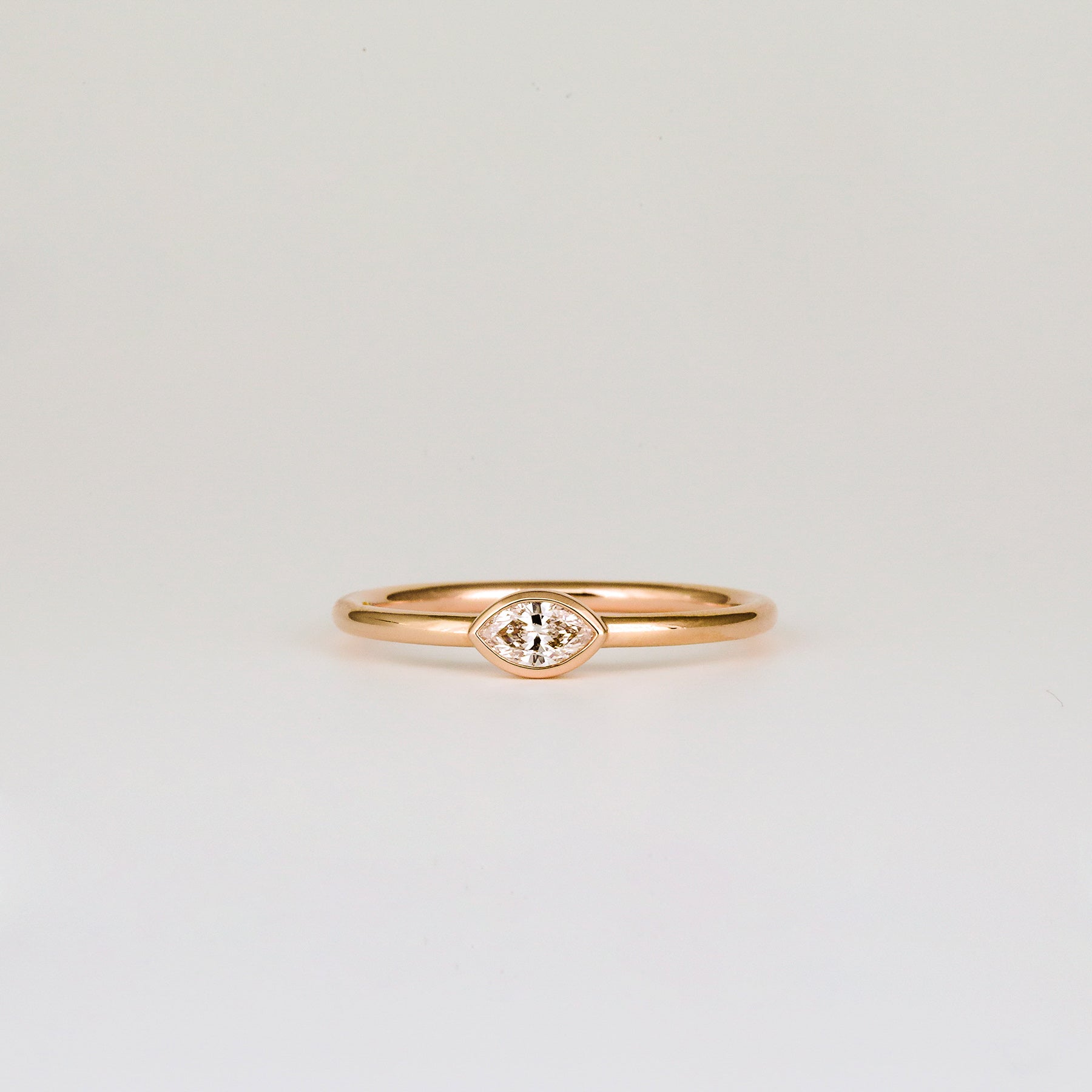 0.08 CT - 2.08 CT Marquise Cut Lab grown Diamond Solitaire Bezel Setting Engagement Ring