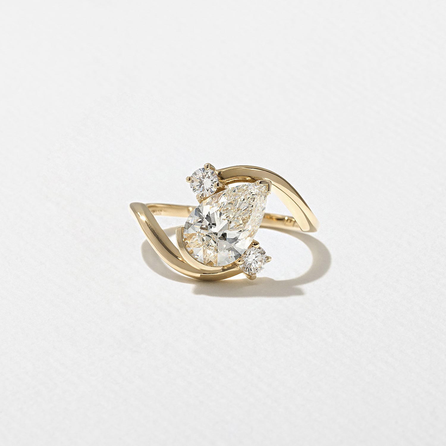 1.53 CT - 2.53 CT Pear Cut Lab grown Diamond Side Stone Engagement Ring