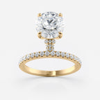 1.5 CT - 2.5 CT Round Cut Hidden Halo & Dainty Pave Moissanite Engagement Ring