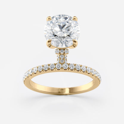 1.5 CT - 2.5 CT Round Cut Hidden Halo & Dainty Pave Moissanite Engagement Ring