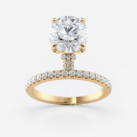 1.5 CT - 2.5 CT Round Cut Hidden Halo & Dainty Pave Moissanite Engagement Ring