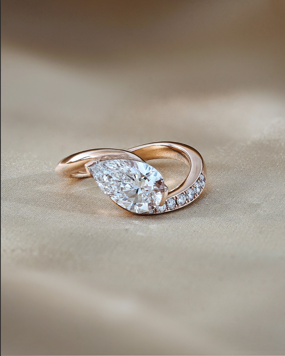 1.54 CT Pear Cut Lab grown Diamond Twisted Pave Engagement Ring