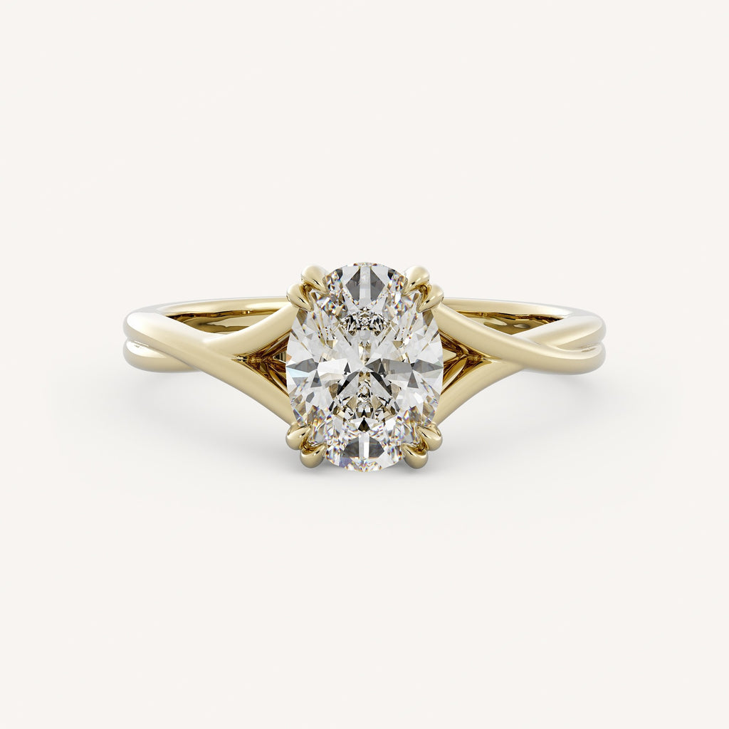 1 CT - 3 CT Oval Cut Lab grown Diamond Twisted Solitaire Engagement Ring