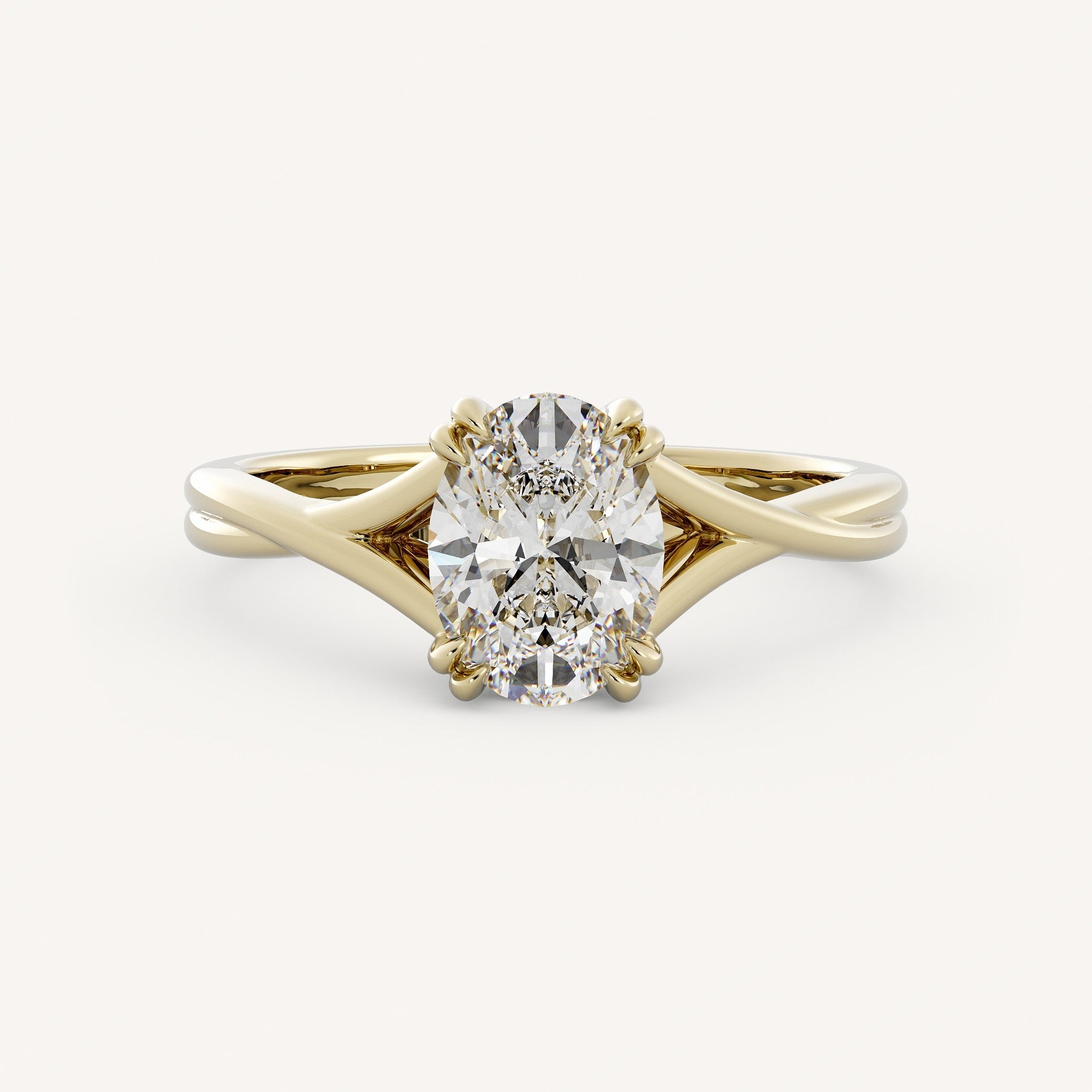 1 CT - 3 CT Oval Cut Lab grown Diamond Twisted Solitaire Engagement Ring