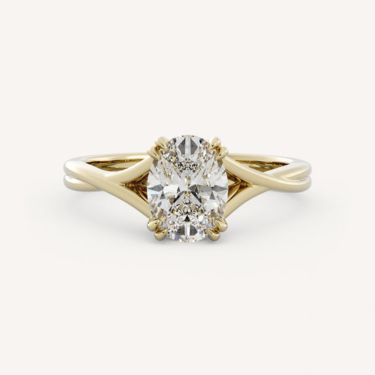 1 CT - 3 CT Oval Cut Lab grown Diamond Twisted Solitaire Engagement Ring