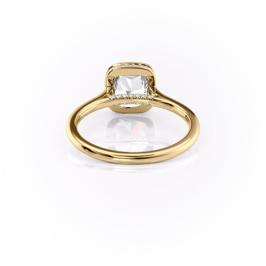 2 CT - 3 CT Cushion Cut Hidden Halo Bezel Moissanite Engagement Ring