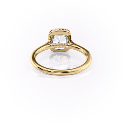 2 CT - 3 CT Cushion Cut Hidden Halo Bezel Moissanite Engagement Ring