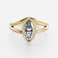 1.5 CT - 2.5 CT Marquise Cut Bezel Split Shank Solitaire Moissanite Engagement Ring