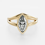1.5 CT - 2.5 CT Marquise Cut Bezel Split Shank Solitaire Moissanite Engagement Ring