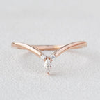 0.065 TCW Marquise & Round Moissanite V-shape Wedding Band