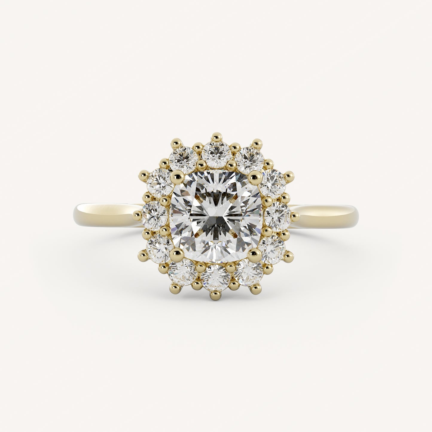 2 CT Cushion Cut Lab grown Diamond Halo Engagement Ring