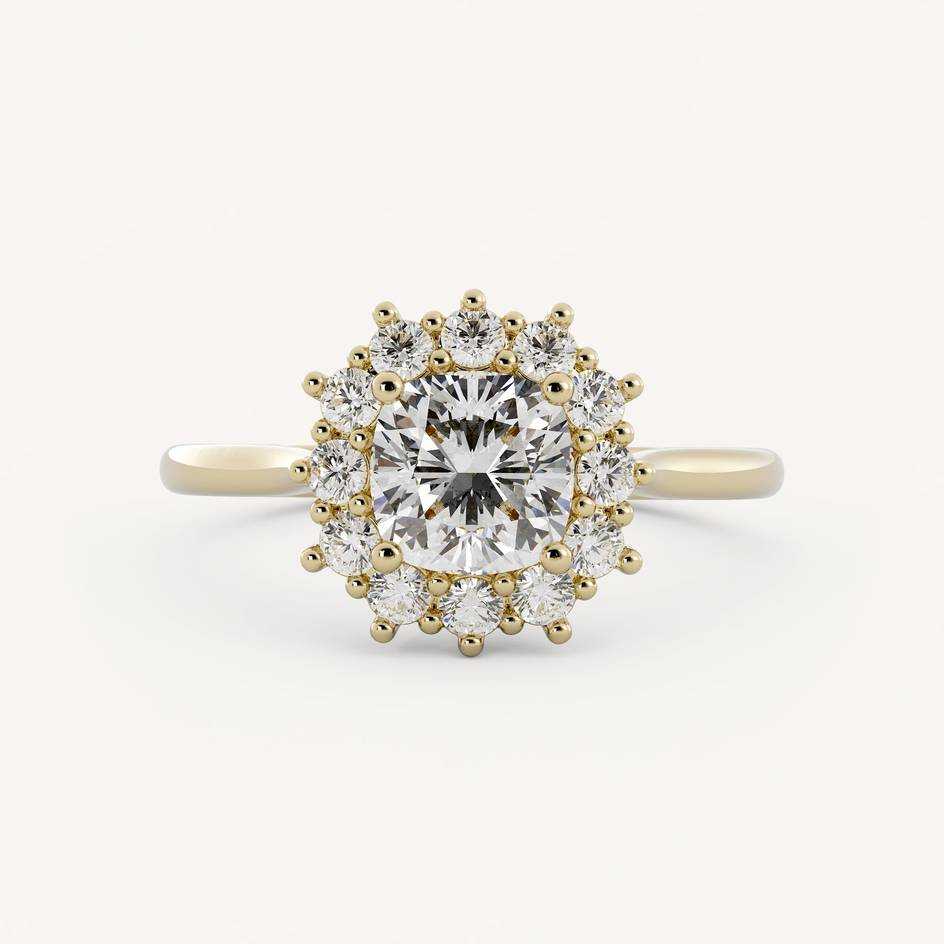 2 CT Cushion Cut Lab grown Diamond Halo Engagement Ring