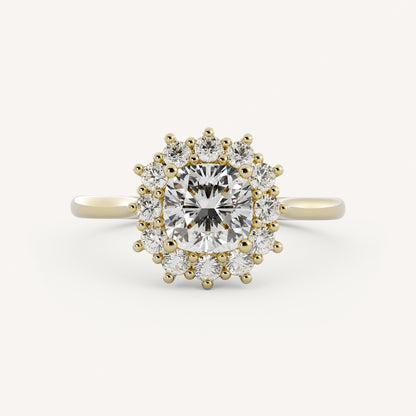 2 CT Cushion Cut Lab grown Diamond Halo Engagement Ring