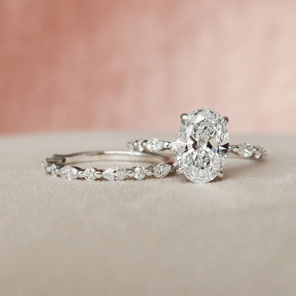 Oval Cut  Moissanite Half Eternity Bridal Set