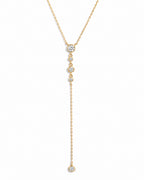0.3 CT Round Moissanite Diamond Bezel Lariat Necklace