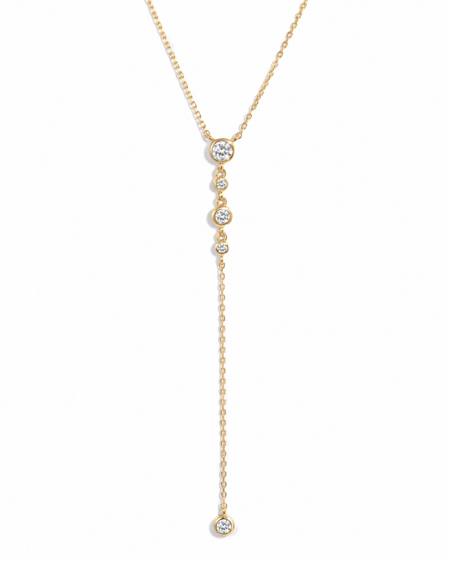0.3 CT Round Moissanite Diamond Bezel Lariat Necklace
