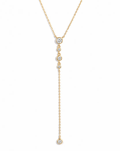 0.3 CT Round Moissanite Diamond Bezel Lariat Necklace